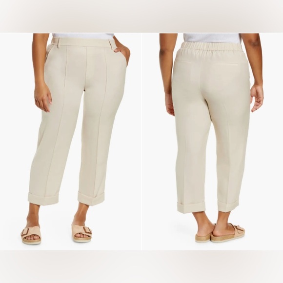 NWT Vince. Sandstone Beige Tapered Cuff Crop Tailored Pull-on Pants XXXL - Picture 1 of 11